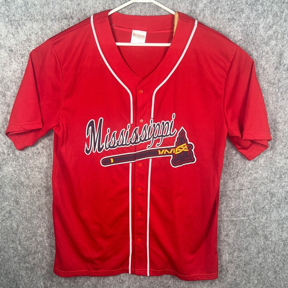 Mississippi Braves Promotional Adventures Baseball Jersey Red Men's 2XL Tomahawk